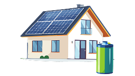 太陽光発電システム+蓄電池イメージ